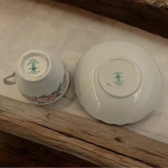 Vintage Crown Staffordshire England Teacup & Saucer, Tiffany Rose Bone China - Picture 7 of 8